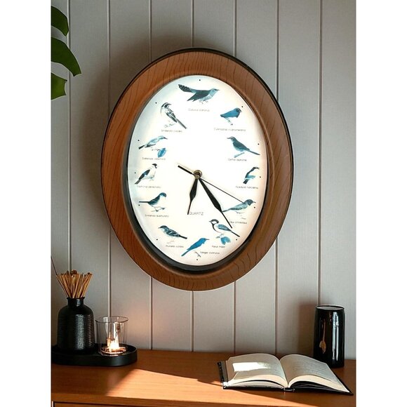 Birdsong Quartz Wall Clock With Bird Illustrations & Hourly Chimes - Picture 1 of 7